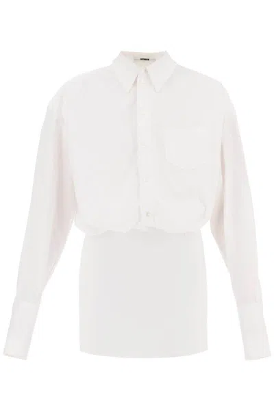 Shop Interior Nuno Mini Shirt Dress In Bianco
