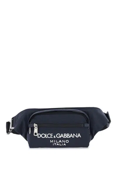 Shop Dolce & Gabbana Nylon Beltpack Bag With Logo In Blu