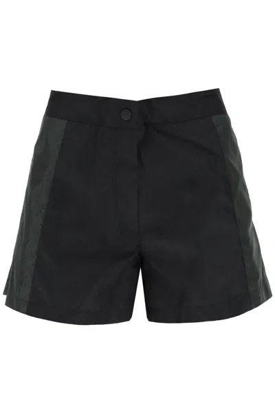 Shop Moncler Nylon Shorts With Perforated Detailing In Nero