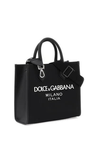 Shop Dolce & Gabbana Nylon Small Tote Bag In Nero