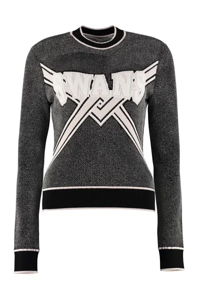 Shop Off-white Long-sleeved Crew-neck Sweater In Grey