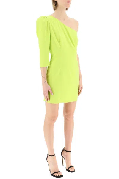 Shop Dsquared2 One Shoulder Mini Dress In Verde