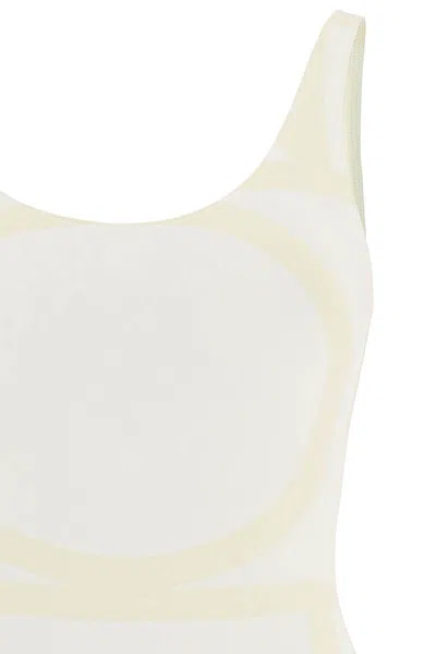 Shop Totême One Piece Monogram Swimsuit In Bianco