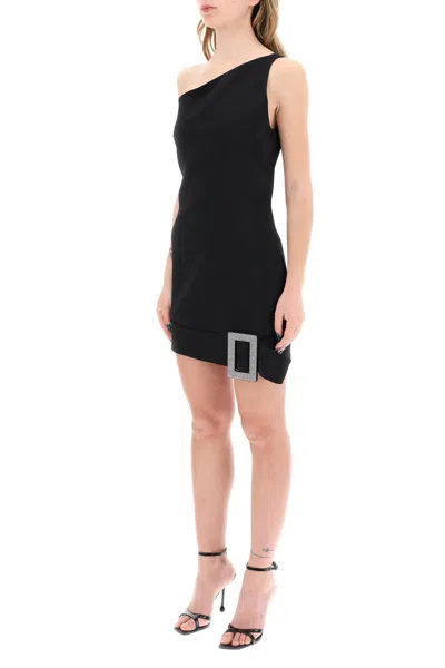 Shop Giuseppe Di Morabito One-shoulder Mini Dress With Rhin In Nero