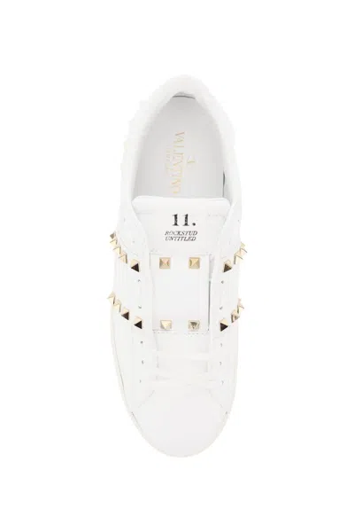 Shop Valentino Open Rockstud Untitled Sneakers In Bianco
