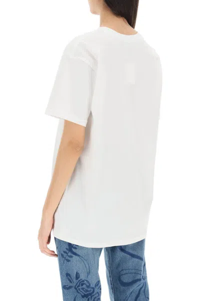 Shop Collina Strada Organic Cotton T-shirt With Rhinestones In Bianco