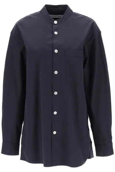 Shop Birkenstock X Tekla Organic Poplin Pajama Shirt In Blu