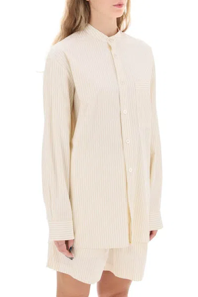 Shop Birkenstock X Tekla Organic Poplin Pajama Shirt In Bianco