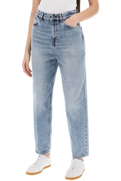 Shop Totême Organic Denim Tapered Jeans In Blu