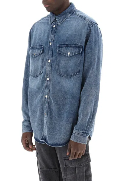 Shop Isabel Marant Overshirt In Denim Tailly In Blu