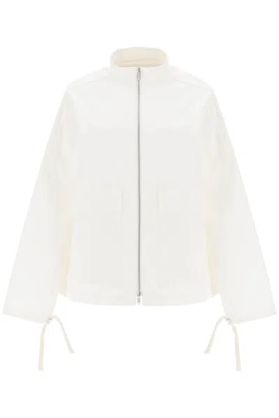 Shop Jil Sander Oversized Blouson Jacket In Canvas In Bianco