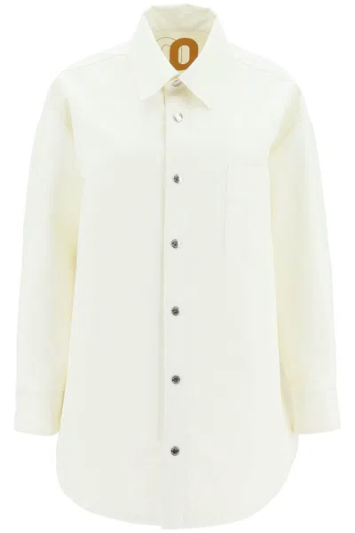 Shop Khrisjoy Oversized Boyfriend Shirt Jacket In Bianco