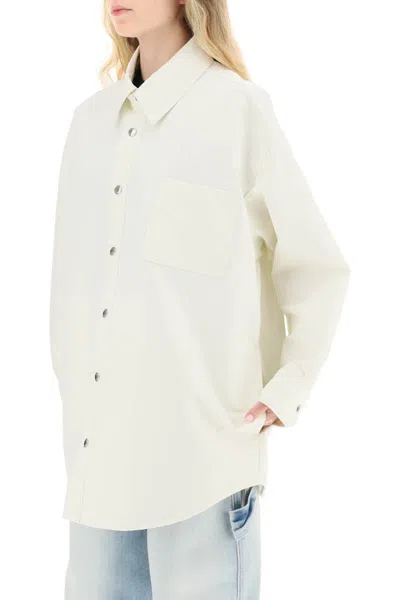 Shop Khrisjoy Oversized Boyfriend Shirt Jacket In Bianco