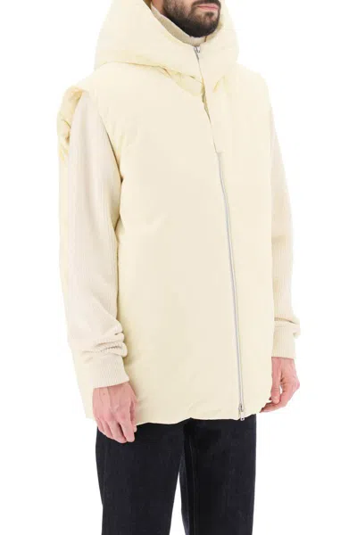 Shop Jil Sander Oversized Hooded Down Vest In Bianco