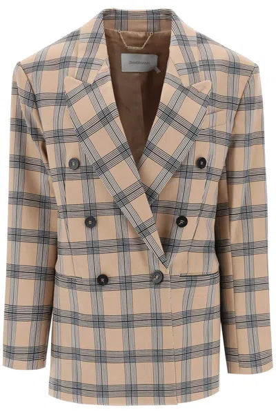 Shop Zimmermann Oversized Luminosity Jacket With Check Motif In Beige