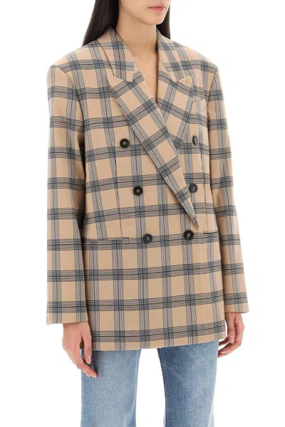 Shop Zimmermann Oversized Luminosity Jacket With Check Motif In Beige