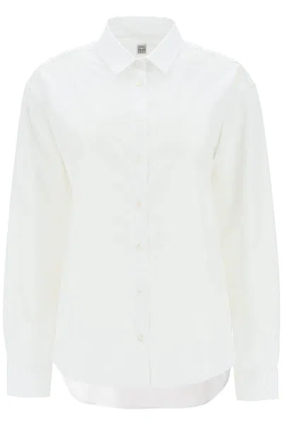 Shop Totême Oversized Organic Poplin Shirt In Bianco