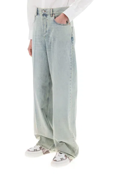 Shop Valentino Oversized Jeans With V Detail In Blu