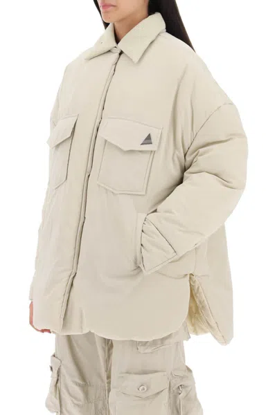 Shop Attico Oversized Midi Puffer Jacket In Beige