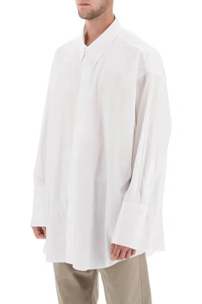 Shop Ami Alexandre Mattiussi Oversized Poplin Shirt In Bianco