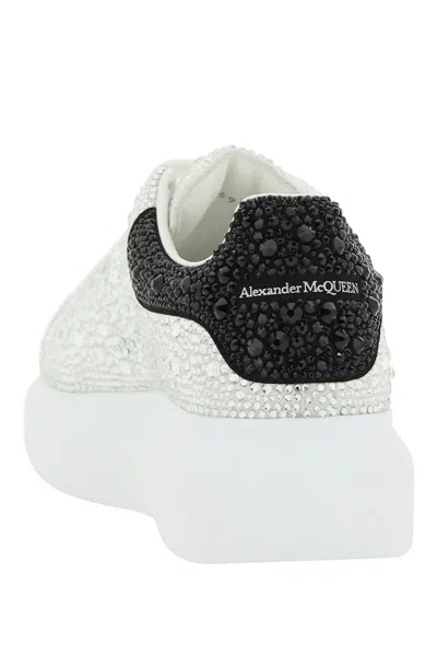 Shop Alexander Mcqueen Oversized Sneakers With Crystals In Argento