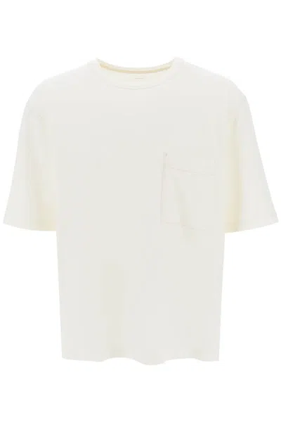 Shop Lemaire Oversized T-shirt With Patch Pocket In Bianco