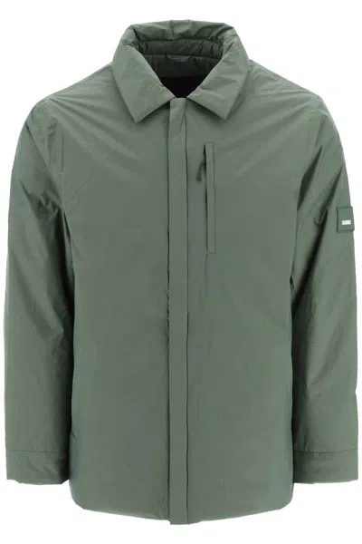 Shop Rains Padded Fuse Overshirt Jacket In Verde