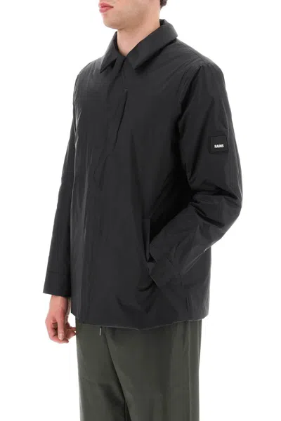 Shop Rains Padded Fuse Overshirt Jacket In Nero