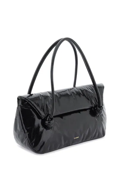 Shop Jil Sander Padded Leather Shoulder Bag In Nero