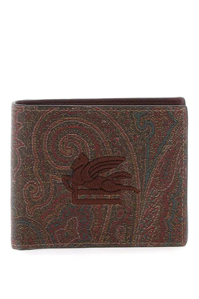 Shop Etro Paisley Bifold Wallet With Pegaso Logo In Marrone