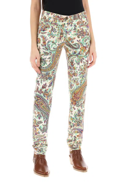 Shop Etro Paisley Patterned Jeans In Bianco