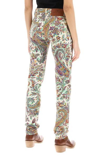 Shop Etro Paisley Patterned Jeans In Bianco