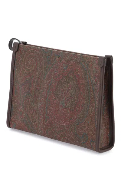 Shop Etro Paisley Pouch With Embroidery In Rosso