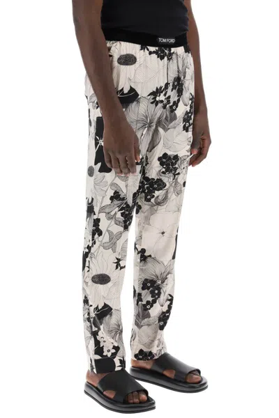 Shop Tom Ford Pajama Pants In Floral Silk In Neutro