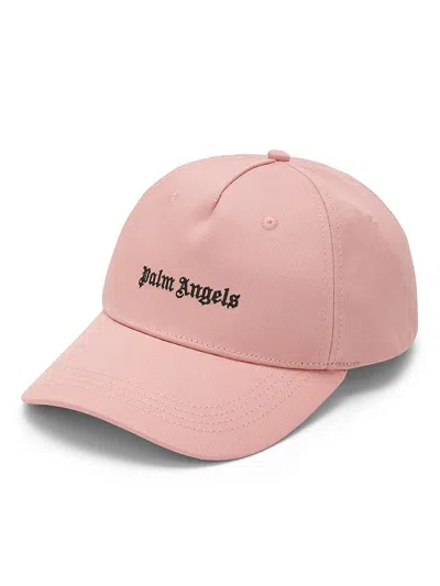 Shop Palm Angels Cap With Embroidered Front Logo In Rosa E Nero