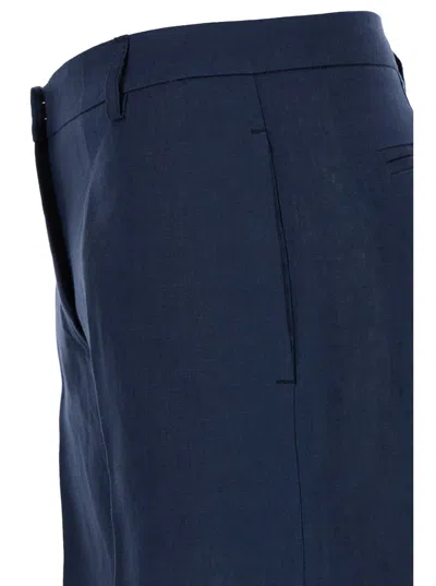 Shop Plain Blue Wide Leg Pants In Techno Fabric Woman