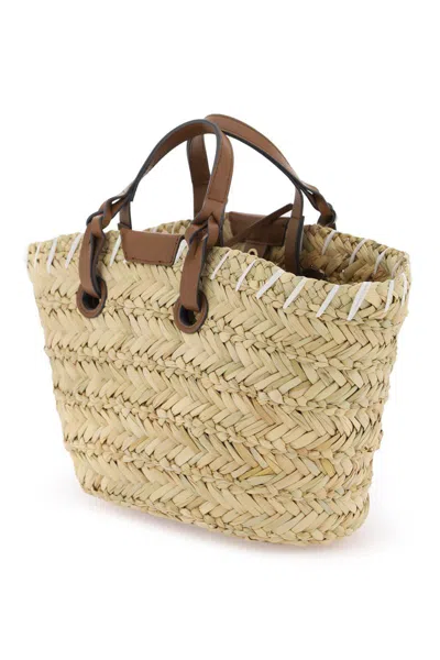 Shop Anya Hindmarch Paper Eyes Basket Handbag In Neutro