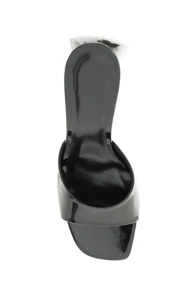 Shop By Far Patent Leather 'michele' Mules In Nero