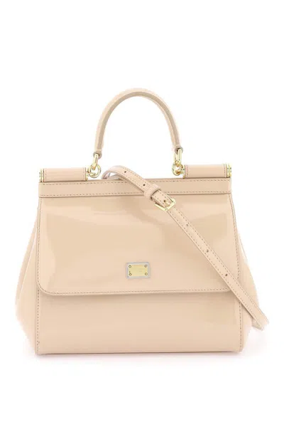 Shop Dolce & Gabbana Patent Leather 'sicily' Handbag In Rosa