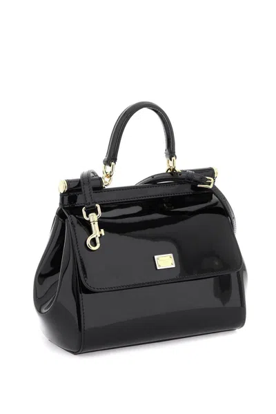 Shop Dolce & Gabbana Patent Leather 'sicily' Handbag In Nero