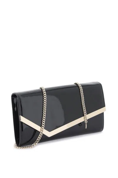 Shop Jimmy Choo Patent Leather Emmie Clutch In Nero
