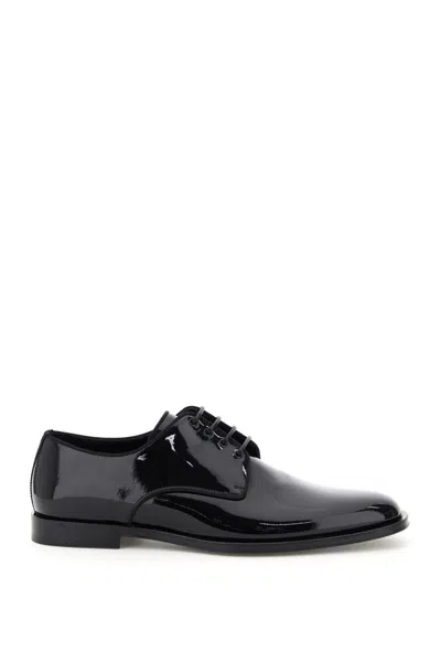 Shop Dolce & Gabbana Patent Leather Lace-up Shoes In Nero
