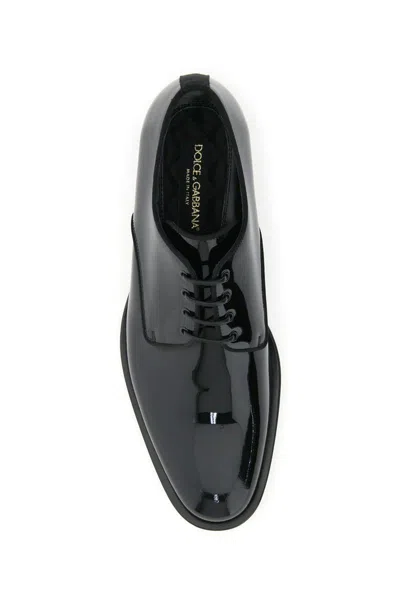 Shop Dolce & Gabbana Patent Leather Lace-up Shoes In Nero