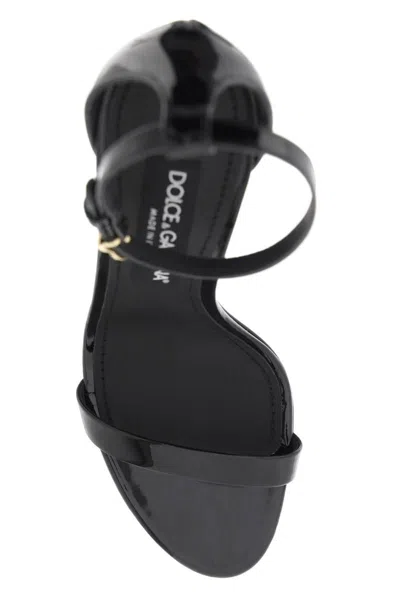 Shop Dolce & Gabbana Patent Leather Sandals In Nero
