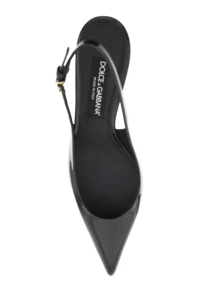 Shop Dolce & Gabbana Patent Leather Slingback Pumps In Nero
