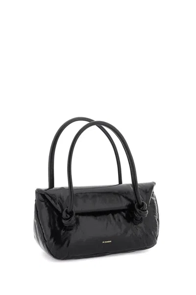 Shop Jil Sander Patent Leather Small Shoulder Bag In Nero