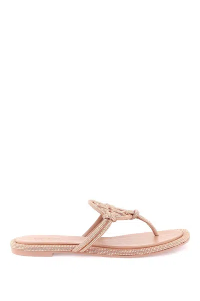Shop Tory Burch Pavé Leather Thong Sandals In Rosa