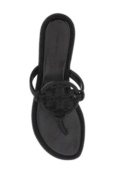 Shop Tory Burch Pavé Leather Thong Sandals In Nero