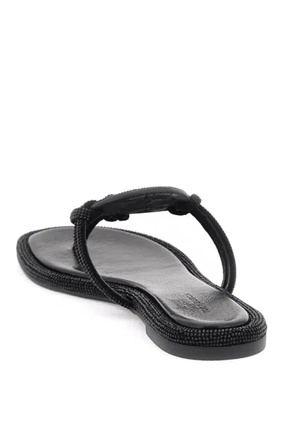 Shop Tory Burch Pavé Leather Thong Sandals In Nero
