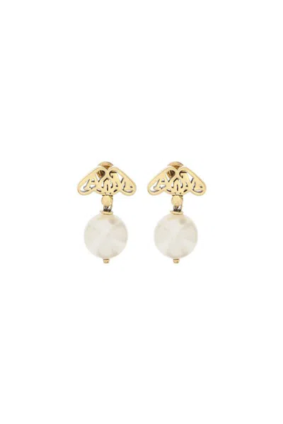 Shop Alexander Mcqueen Pearl And Seal Earrings In Bianco